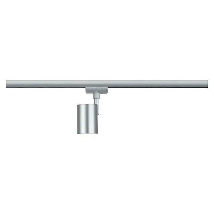 Paulmann URail LED-Spot Limba - Chrom-matt, 5 x 7 x 15 cm - Deckenleuchte: Silberne zylindrische Deckenleuchte an einer horizontalen Schiene, modernes Design, minimalistisch und hell.