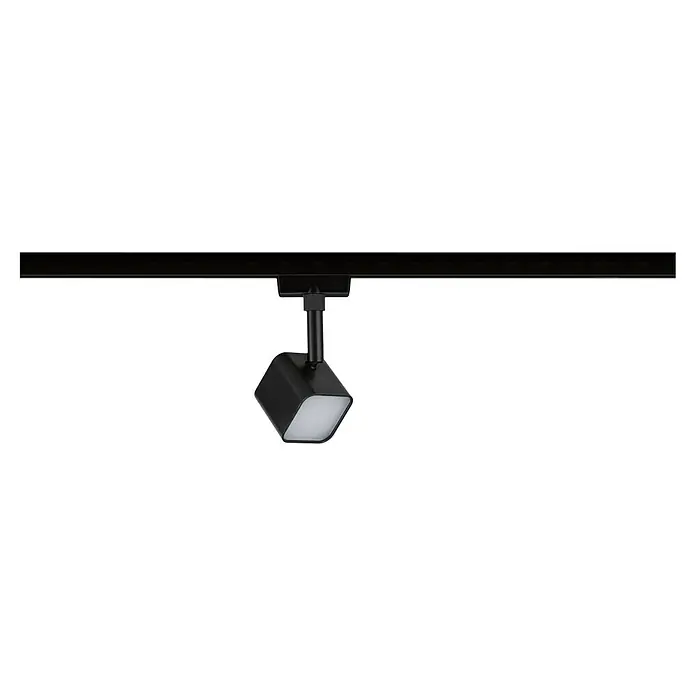 Paulmann URail LED-Spot Muri - Schwarz-matt, 5 x 5 x 14 cm - Schwarze LED-Schiene mit einem modernen, würfelförmigen Strahler. Das Lichtelement ist weiß und hebt sich vom Gehäuse ab.