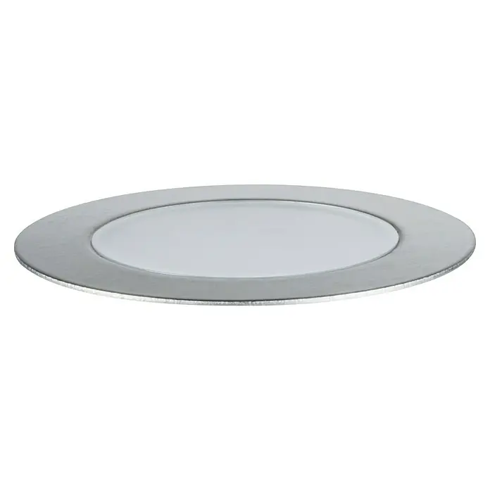 Paulmann Plug & Shine Basis-Set Floor Mini insektenfreundlich - Silber, IP67, Durchmesser: 6,3 cm - Eleganter Platzteller in Silberoptik mit glatter, weißer Oberfläche in der Mitte, ideal für festliche Tischdekorationen.