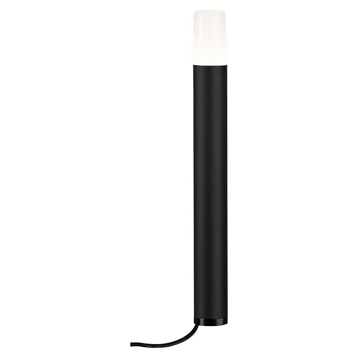 Paulmann Plug & Shine LED-Wegeleuchte Flarea - Schwarz, Höhe: 40 cm, Warmweiß - Elegante schwarze Pollerleuchte mit weißem Diffusor für Außenbereiche, die modernes Design und Funktionalität vereint.