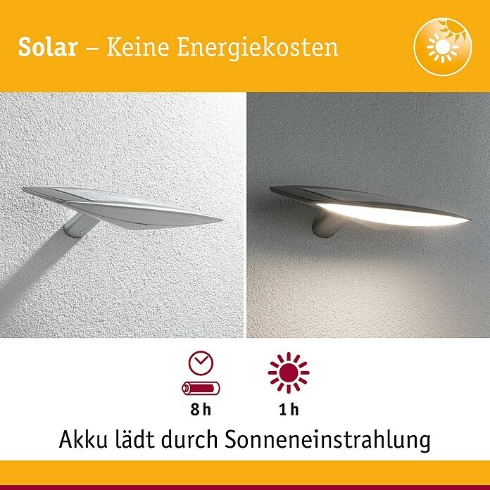 Kunststoff, Paulmann BAUHAUS | Warmweiß, Kiran LED-Solar-Außenwandleuchte (Bewegungsmelder, Anthrazit)