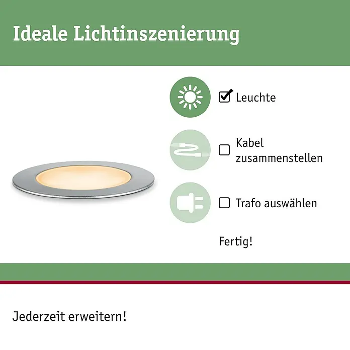 Paulmann Plug & Shine Bodeneinbauleuchte Floor Mini insektenfreundlich - 4,5 cm, Bernstein, IP67, Anthrazit - Illustration einer LED-Einbauleuchte, die eine ideale Beleuchtungslösung für jeden Raum bietet. Das Licht ist energieeffizient und langlebig.