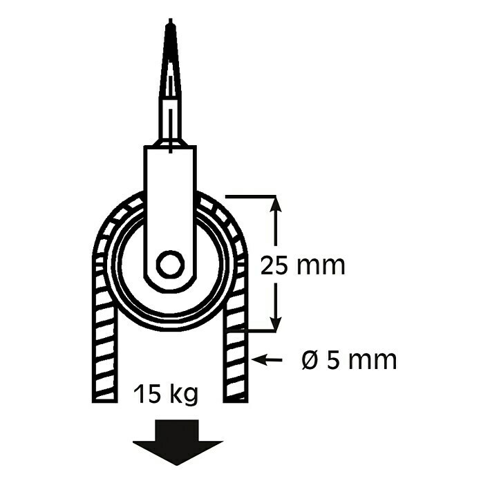 HBS Betz Seilrolle (Typ: Vogelseilrolle, Stahl, Traglast: 15 kg, Durchmesser: 25 mm, 2 Stk.)