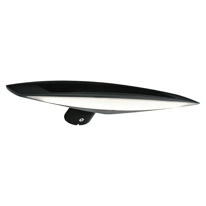 Paulmann Solar-Außenwandleuchte Kiran - 3 W, L x B x H: 16,8 x 30 x 6,5 cm, Anthrazit, IP44, 180 lm - Nahaufnahme einer schwarzen LED-Solarleuchte, die elegantes Design und Funktionalität für den Außenbereich vereint.