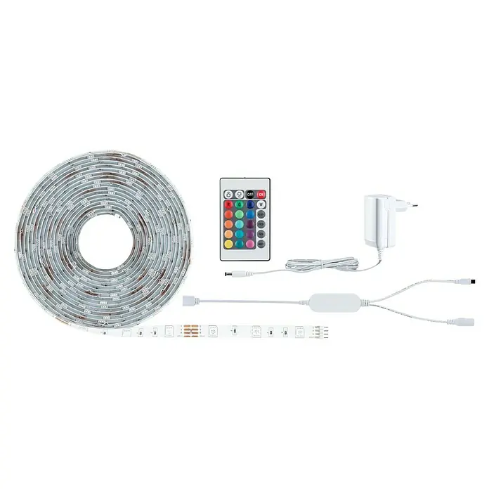 Paulmann SimpLED LED-Band-Set RGB 3 in 1 ZIGBEE - Länge: 5 m, Lichtfarbe: RGB, 20 W, 450 lm, 230 V - LED-Streifen mit Fernbedienung und Netzteil. Ideal für stimmungsvolle Beleuchtung in Ihrem Zuhause. Einfache Installation und vielseitige Anwendung.