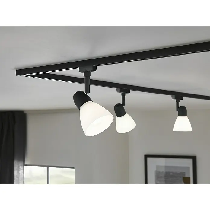 Paulmann URail Deckenstrahler CapsE14, Schwarz-matt, Opal - Schwarze Schienenleuchte mit drei Strahlern, die ein modernes und elegantes Design für die Raumbeleuchtung bietet.