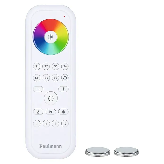 Paulmann Smart Home ZigBee Fernbedienung Smart Home Zigbee Gent 2 - Zigbee 3.0 Produkte, Weiß - Fernbedienung der Marke Paulmann zur Steuerung von farbigen LED-Leuchten, inklusive Batterien, für eine individuelle Beleuchtung im Zuhause.