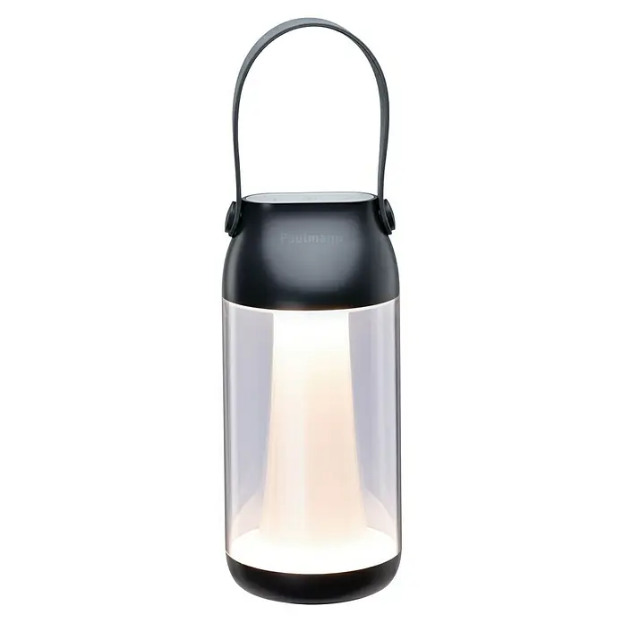 Paulmann Akku-Tischleuchte Cupulino - 1,3 W, Anthrazit, Warmweiß, 8,3 x 18,4 cm - Paulmann LED-Laterne mit Tragegriff, modernes Design, sorgt für stimmungsvolle Beleuchtung im Innen- und Außenbereich.