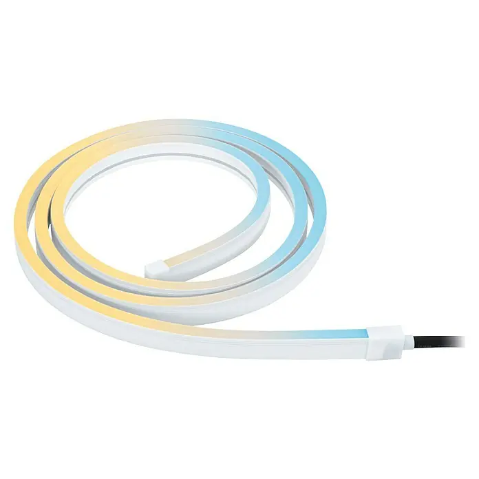 Paulmann Plug & Shine LED-Band Outdoor - Länge: 2 m, RGBW, 280 lm, 24 V - Flexible LED-Neonröhre mit Farbwechsel von warmem Gelb zu kühlem Blau, ideal für individuelle Lichtakzente im Innenbereich.
