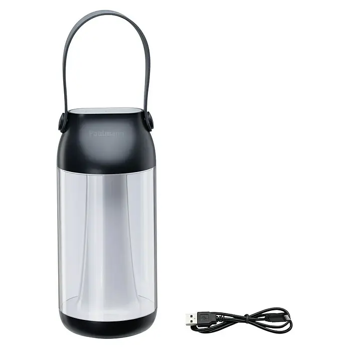 Paulmann Akku-Tischleuchte Cupulino - 1,3 W, Anthrazit, Warmweiß, 8,3 x 18,4 cm - Paulmann LED-Laterne mit einem Griff und einem USB-Kabel zum Aufladen, ideal für den Innen- und Außenbereich.