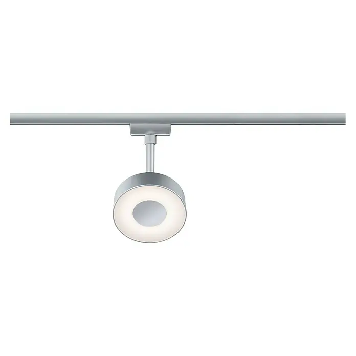 Paulmann URail LED-Spot Circle 3-Step-Dim - Chrom matt, Warmweiß - Moderne silberne LED-Strahler an einer Schiene montiert, bietet eine elegante und energieeffiziente Beleuchtungslösung für jeden Raum.