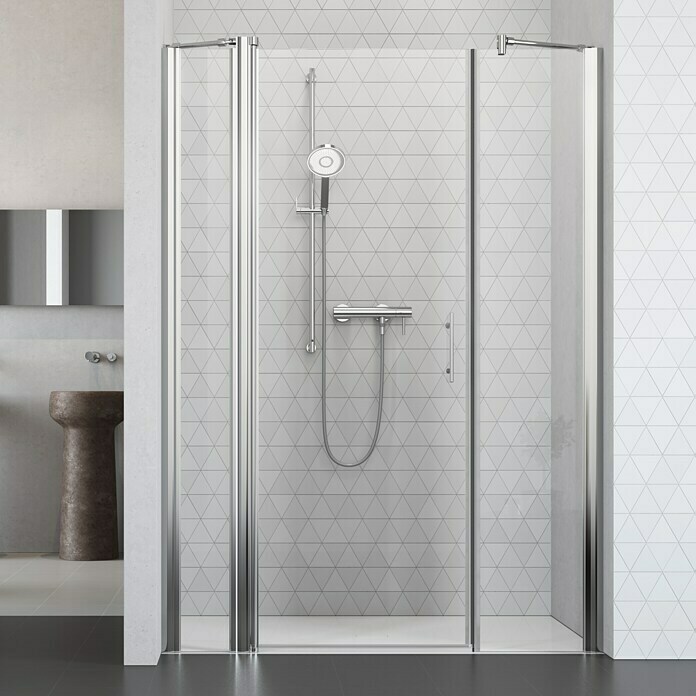 Camargue Vario Nischendusche S4+S16+S17180 x 195 cm, Stärke: 6 mm, Silber Front View