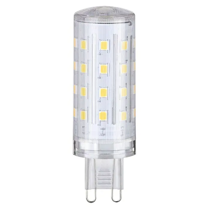 Paulmann LED-Lampe - G9, Dimmbar, Warmweiß, 800 lm, 7,2 W - Nahaufnahme einer G9 LED Lampe mit klarem Gehäuse, die eine energieeffiziente Beleuchtungsoption für moderne Leuchten darstellt.