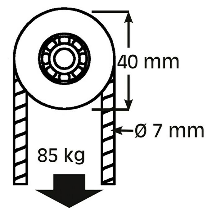 HBS Betz Seilrolle (Stahl, Traglast: 85 kg, Durchmesser: 40 mm, 2 Stk.)