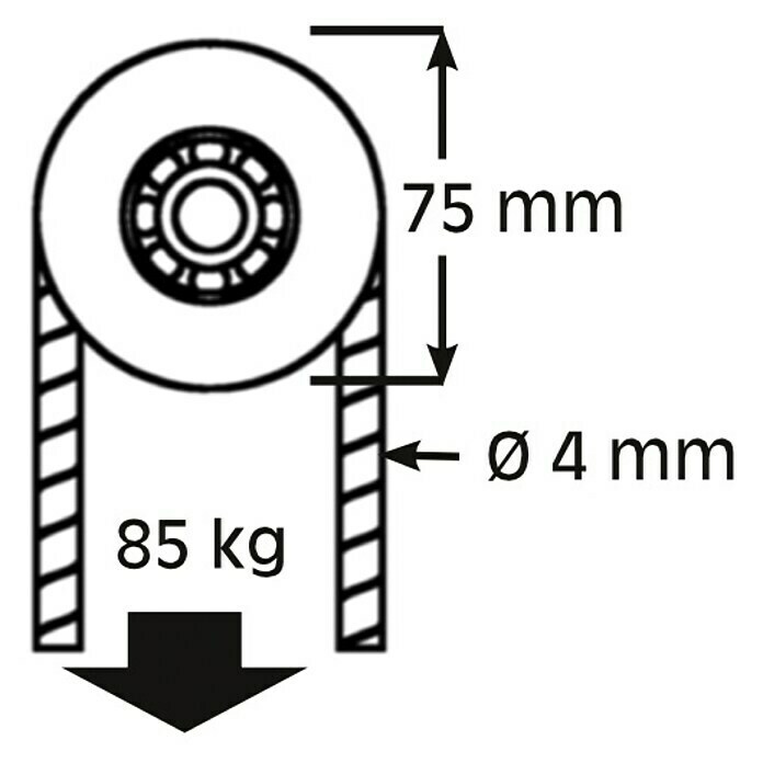 HBS Betz Seilrolle (Stahl, Traglast: 85 kg, Durchmesser: 75 mm, 1 Stk.)