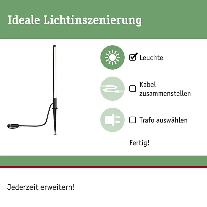 Paulmann Plug & Shine LED-Wegeleuchte - Anthrazit, Höhe: 36 cm, Warmweiß - Ideale Lichtinszenierung mit Leuchte, Kabel und Trafo für eine individuelle Beleuchtung. Jederzeit erweiterbar für noch mehr Lichteffekte.