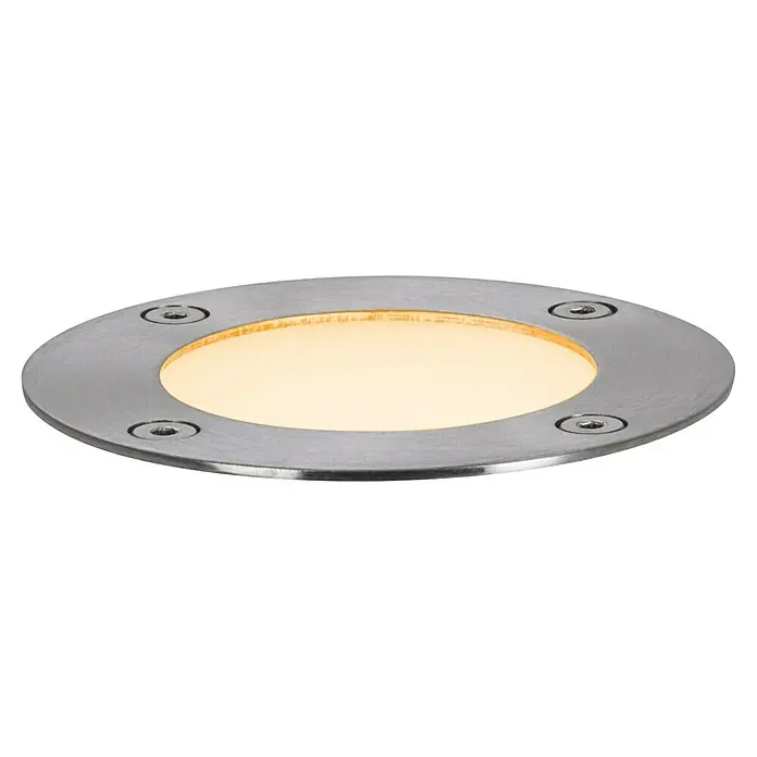 Paulmann Plug & Shine Bodeneinbauleuchte Floor insektenfreundlich - 9,8 cm, Bernstein, IP67, Silber - Bodeneinbaustrahler mit runder Edelstahlblende und warmweißem Licht für den Außenbereich, der eine stilvolle und energieeffiziente Beleuchtung bietet.