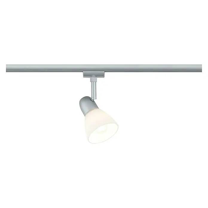 Paulmann URail Deckenstrahler Caps - E14, Chrom-matt, Opal - Eine stilvolle Schienenleuchte in Silber, perfekt für moderne Innenräume und flexibel einstellbare Beleuchtung. Das Design ist schlicht und elegant.