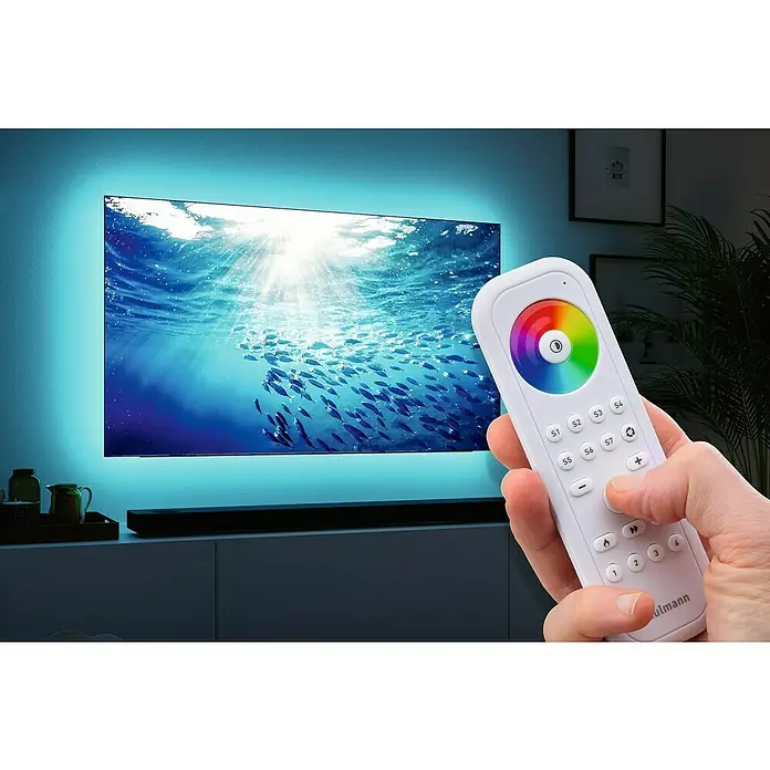 Paulmann Smart Home ZigBee Fernbedienung Smart Home Zigbee Gent 2 - Zigbee 3.0 Produkte, Weiß - Fernbedienung für LED-TV-Hintergrundbeleuchtung zur Verbesserung des Fernseherlebnisses mit dynamischer Farbanpassung.