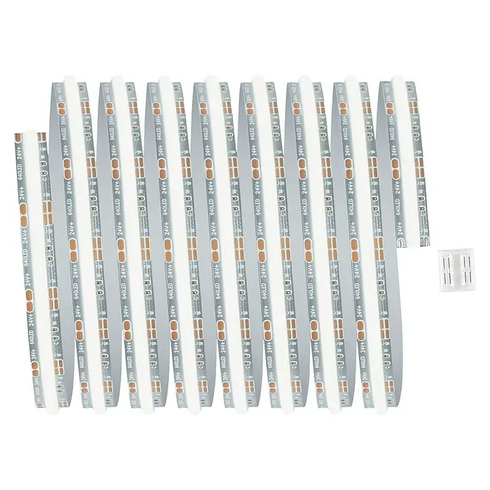 Paulmann MaxLED 500 Verlängerungs-Set Full-Line COB - 250 cm, 13 W, Mehrfarbig, 1.500 lm - Das Bild zeigt LED-Streifen mit 640 LEDs und passendes Zubehör. Ideal zur Beleuchtung von Innenräumen.