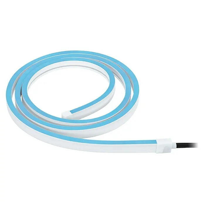 Paulmann Plug & Shine Tira LED Smooth - Largo: 2 m, RGBW, 280 lm, 24 V - Tira de luz de neón LED flexible en blanco y azul, ideal para iluminación decorativa y para destacar espacios interiores.