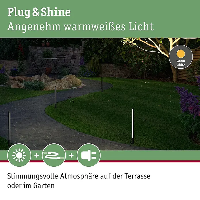 Paulmann Plug & Shine LED-Wegeleuchte - Anthrazit, Höhe: 36 cm, Warmweiß - Plug & Shine Gartenleuchten schaffen eine stimmungsvolle Atmosphäre mit angenehm warmweißem Licht für Terrasse und Garten.