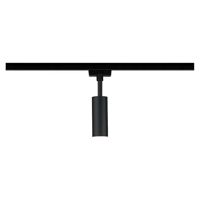Paulmann URail LED-Spot Tubo 3-Step-Dim - 5 W, Neutralweiß, Schwarz-matt - Nahaufnahme einer modernen, schwarzen Schienenleuchte mit zylindrischem Lampenkopf, ideal für stilvolle Akzentbeleuchtung.
