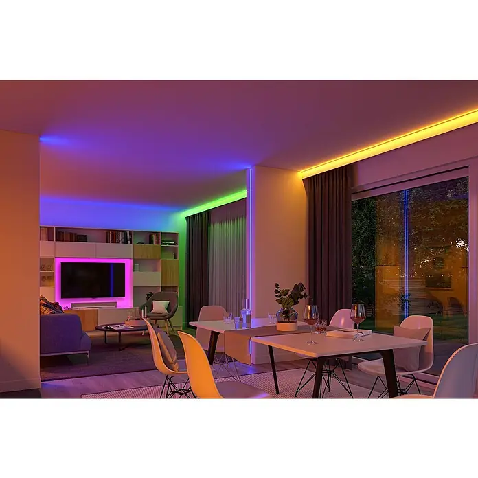 Paulmann SimpLED LED-Band-Set RGB 3 in 1 ZIGBEE - Länge: 5 m, Lichtfarbe: RGB, 20 W, 450 lm, 230 V - LED-Streifen erhellen das Wohnzimmer mit verschiedenen Farben und schaffen eine gemütliche Atmosphäre.
