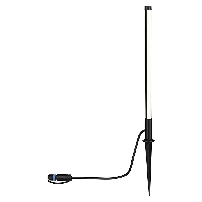 Paulmann Plug & Shine LED-Wegeleuchte - Anthrazit, Höhe: 36 cm, Warmweiß - Ein schlanker, schwarzer Gartenstrahler mit einem hellen, weißen Leuchtstab und einem Erdspieß für den Außenbereich.