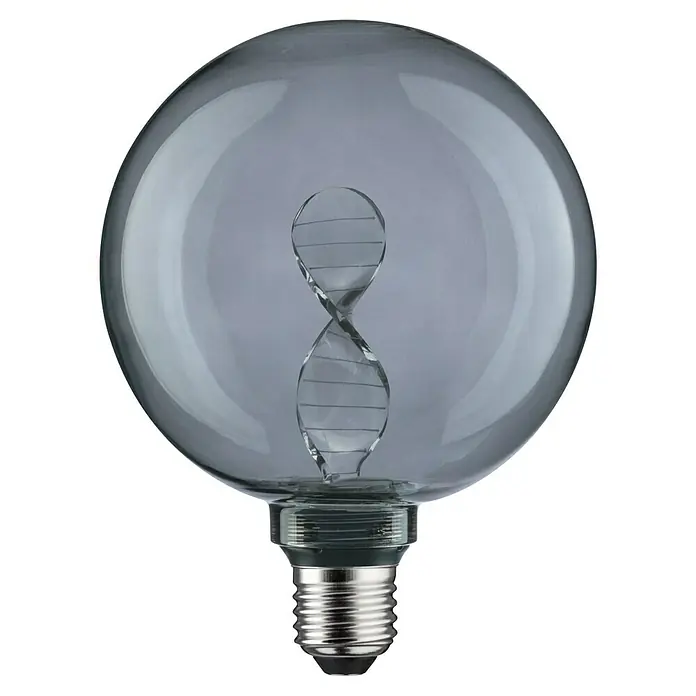 Paulmann Inner Glow LED-Lampe Vintage Globe-Form E27 - E27, Dimmbarkeit: Nicht Dimmbar, Warmweiß, 90 lm, Farbe: Smoke - Dekorative graue Glühbirne mit einem gewundenen Glühfaden im Inneren, perfekt für stilvolle Beleuchtung und ein modernes Ambiente.