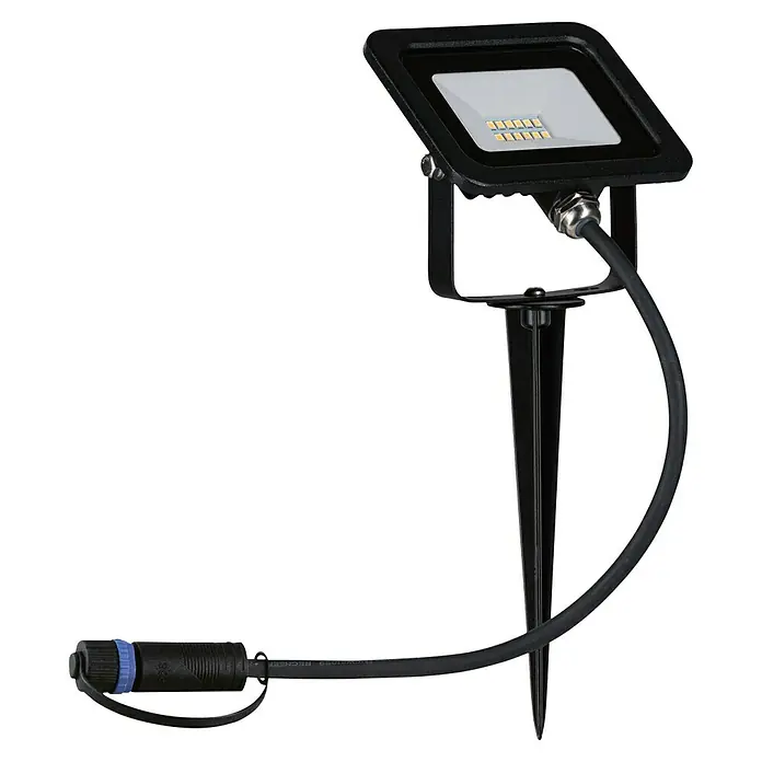 Paulmann Plug & Shine LED-Gartenspot Flood - Warmweiß, L x B x H: 2,3 x 10,3 x 10,3 cm - Schwarzer LED-Gartenstrahler mit Erdspieß und Anschlusskabel für eine stimmungsvolle Beleuchtung im Außenbereich.