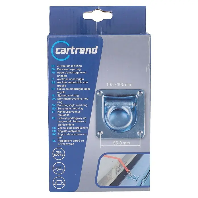 Cartrend Zurrmulde mit Ring - Aluminium - Cartrend Zurrmulde mit Ring zur Ladungssicherung.