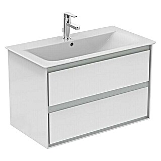 Ideal Standard Connect Air Waschtischunterschrank (80 x 44 x 51,7 cm, 2 Schubkästen, Weiß/Hellgrau, Glänzend)
