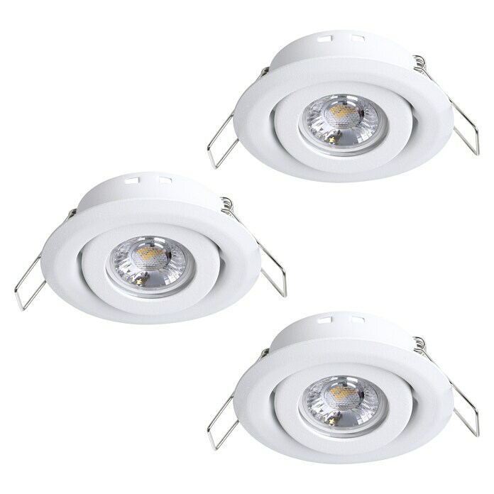 Eglo LED-Einbauleuchten-Set rund Saliceto Mini-Puck | (4,2 H: Ø 7,7 cm, 1 2,3 x BAUHAUS W, Warmweiß) x Weiß