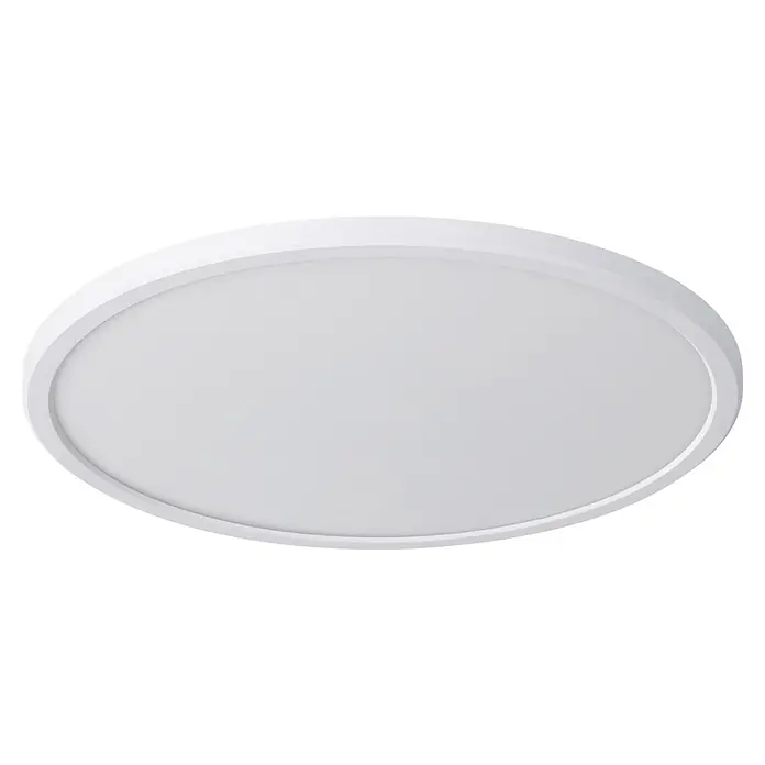 Eglo LED-Deckenleuchte rund CAMPASPERO 2 - IP44, 22,5 W, Ø x H: 42 x 2,5 cm, Weiß, RGBW - Aufnahme einer weißen, runden Deckenleuchte, die ein elegantes und schlichtes Design für moderne Innenräume bietet.
