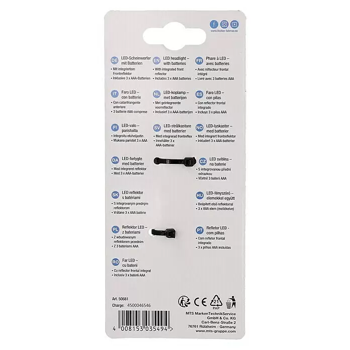 Fischer LED-Frontlicht 30/15 Dy-LookLichtstärke: 15 lx - 30 lx