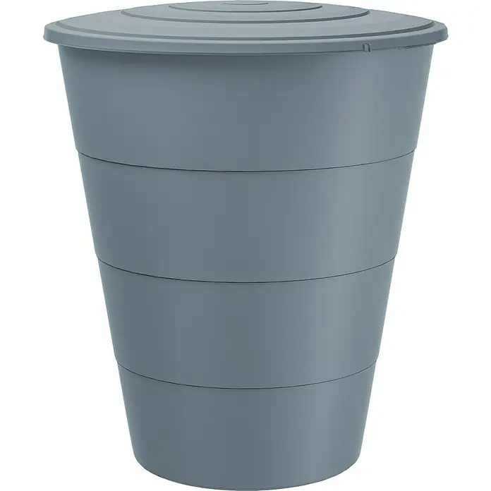 Regentonne Smooth - 210 l, Hellgrau - Grauer Regenwassertank mit Deckel und gestufter Optik für die Gartenbewässerung. Praktisch und umweltschonend.