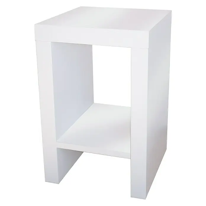 Phönix Solina Beistelltisch - L x B x H: 26 x 26 x 40 cm, Weiß - Das Bild zeigt einen weißen Beistelltisch mit einem offenen Regal. Das minimalistische Design des Tisches passt gut zu modernen Einrichtungen.