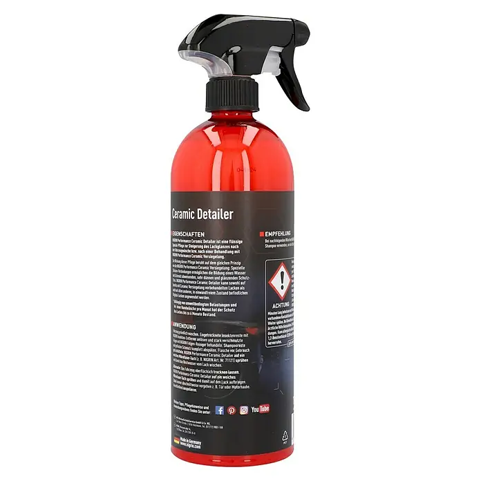 Nigrin Performance Detailer Ceramic - 750 ml - Nigrin Performance Ceramic Detailer in roter Sprühflasche. Zur Lackpflege und für Glanz nach der Autowäsche.