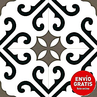 Pavimento porcelánico hidráulico Derby (45 x 45 cm, Blanco/Negro/Marrón, Mate)