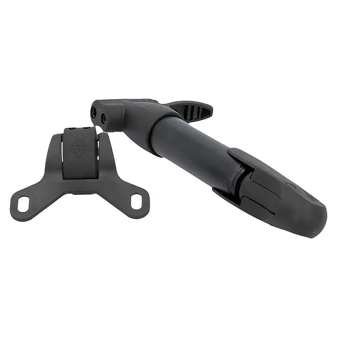 SKS Mini-Luftpumpe Infusion - Geeignet für: Ventile - Eine schwarze Fahrradluftpumpe mit Halterung. Ideal für unterwegs, um Reifen schnell aufzupumpen. Kompaktes Design für einfache Aufbewahrung.