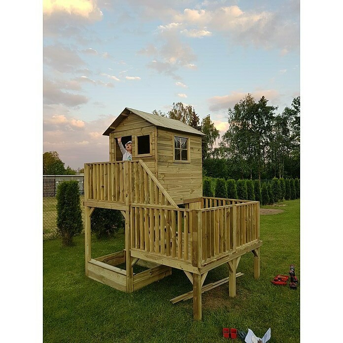 Spielhaus Tom (L x B x H: 22,65 x 176 x 272 cm, Holz, Natur) | BAUHAUS