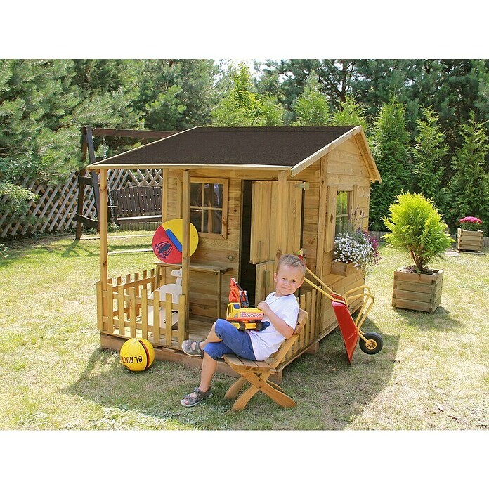 Spielhaus Mia (L x B x H: 190,5 x 143 x 159 cm, Holz, Natur) | BAUHAUS