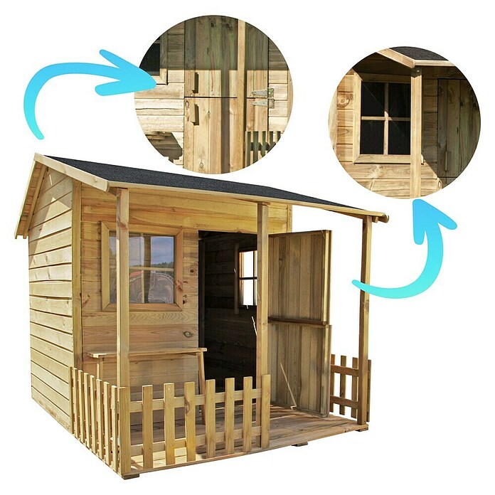 Spielhaus Mia (L x B x H: 190,5 x 143 x 159 cm, Holz, Natur) | BAUHAUS
