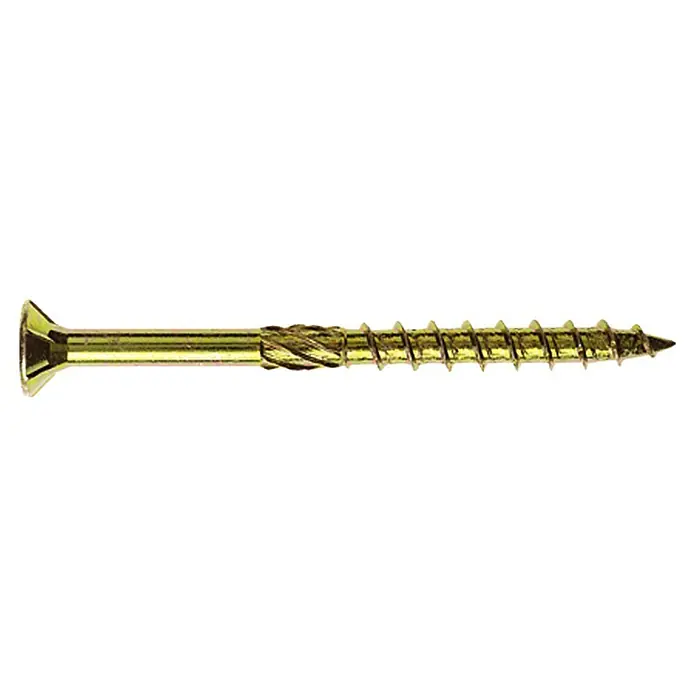 Profi Depot Tornillo para madera TX - Cabezal avellanado, TX para accionamientos TORX, 25 ud., Ø x L: 8 x 320 mm - Un tornillo de madera amarillo con cabeza Phillips, perfecto para carpintería y proyectos de bricolaje.