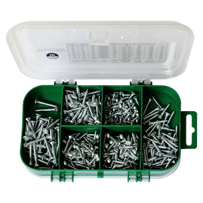 Stabilit Surtido de tornillos multiuso (360 piezas, Ranura en forma de cruz Pozidriv, Caja de plástico)