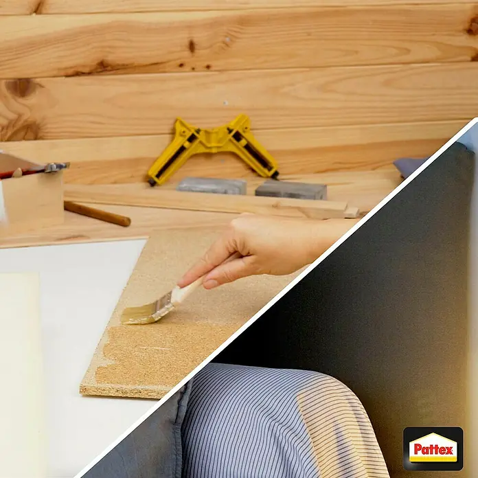 Pattex Kraftkleber Transparent - 650 g, Dose - Auftragen von Pattex Kleber auf Holz mit einem Pinsel. Ideal für DIY-Projekte und Reparaturen.