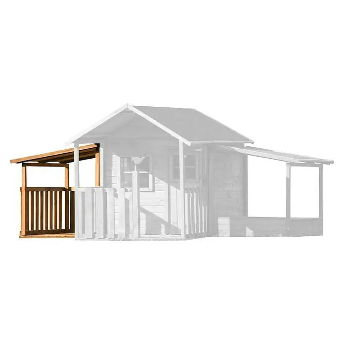 Erweiterungsmodul für Spielhaus Leonie - 150 x 106 x 120 cm, Holz, Natur, Passend für: Spielhaus Leonie - Das hölzerne Spielhaus verfügt über eine überdachte Veranda mit Geländer. Es bietet einen sicheren und schattigen Platz zum Spielen.