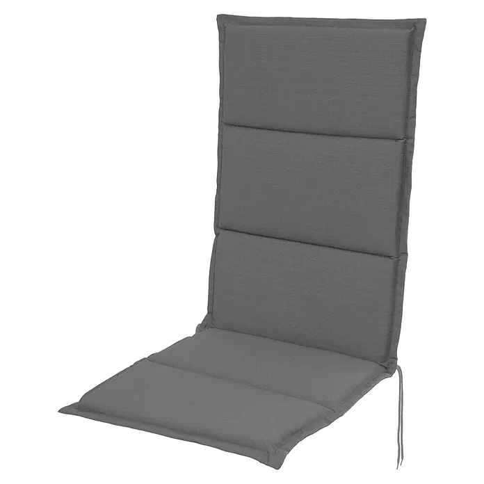 Sunfun Elba Sitzauflage - Hellgrau, Hochlehner, L x B x H: 120 x 50 x 4 cm, Materialzusammensetzung Bezug: Polyester - Graue Gartenstuhlauflage mit gestepptem Design. Die Polsterung bietet Komfort und Stil für den Außenbereich.