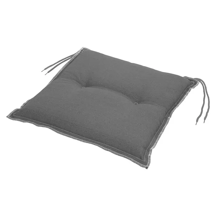 Sunfun Gartenmöbel-Auflage Springfield - Kissen, Hellgrau, L x B x H: 40 x 40 x 6 cm, Polyester - Graues Sitzkissen mit Knöpfen und Bändern. Ideal für Stühle im Innen- und Außenbereich, bietet Komfort und Stil. Die neutralen Farben passen zu jeder Einrichtung.